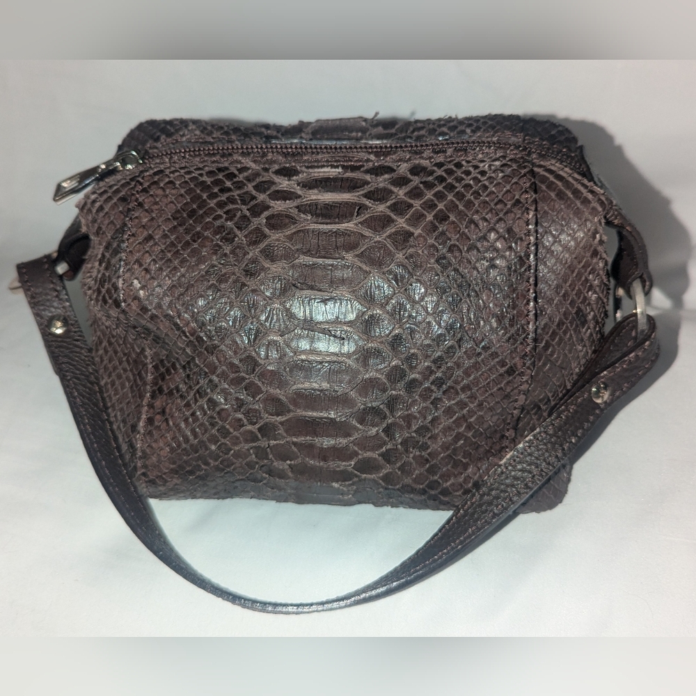 Vero Pitone Brown Handbag Made In Italy.